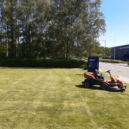 Slåning af græs i Odense på Fyn